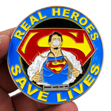 Load image into Gallery viewer, Superman Doctor Nurse RN EMT Paramedic Therapist Technician Challenge Coin Pandemic CL3-13 - www.ChallengeCoinCreations.com