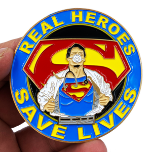 Superman Doctor Nurse RN EMT Paramedic Therapist Technician Challenge Coin Pandemic CL3-13 - www.ChallengeCoinCreations.com