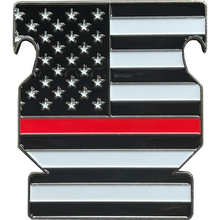 Load image into Gallery viewer, Thin Red Line Fire Fighter Challenge Coin Bottle Opener Fire Department Fireman BL3-018