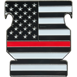 Thin Red Line Fire Fighter Challenge Coin Bottle Opener Fire Department Fireman BL3-018