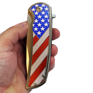 American Flag pocket knife Police Law Enforcement First Responder Rescue Tactical Survival Military Veteran USA BL1-02 - www.ChallengeCoinCreations.com