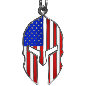 Gladiator Patriot American Flag Spartan Helmet Keychain Military Veteran GHKB-1F KC-42