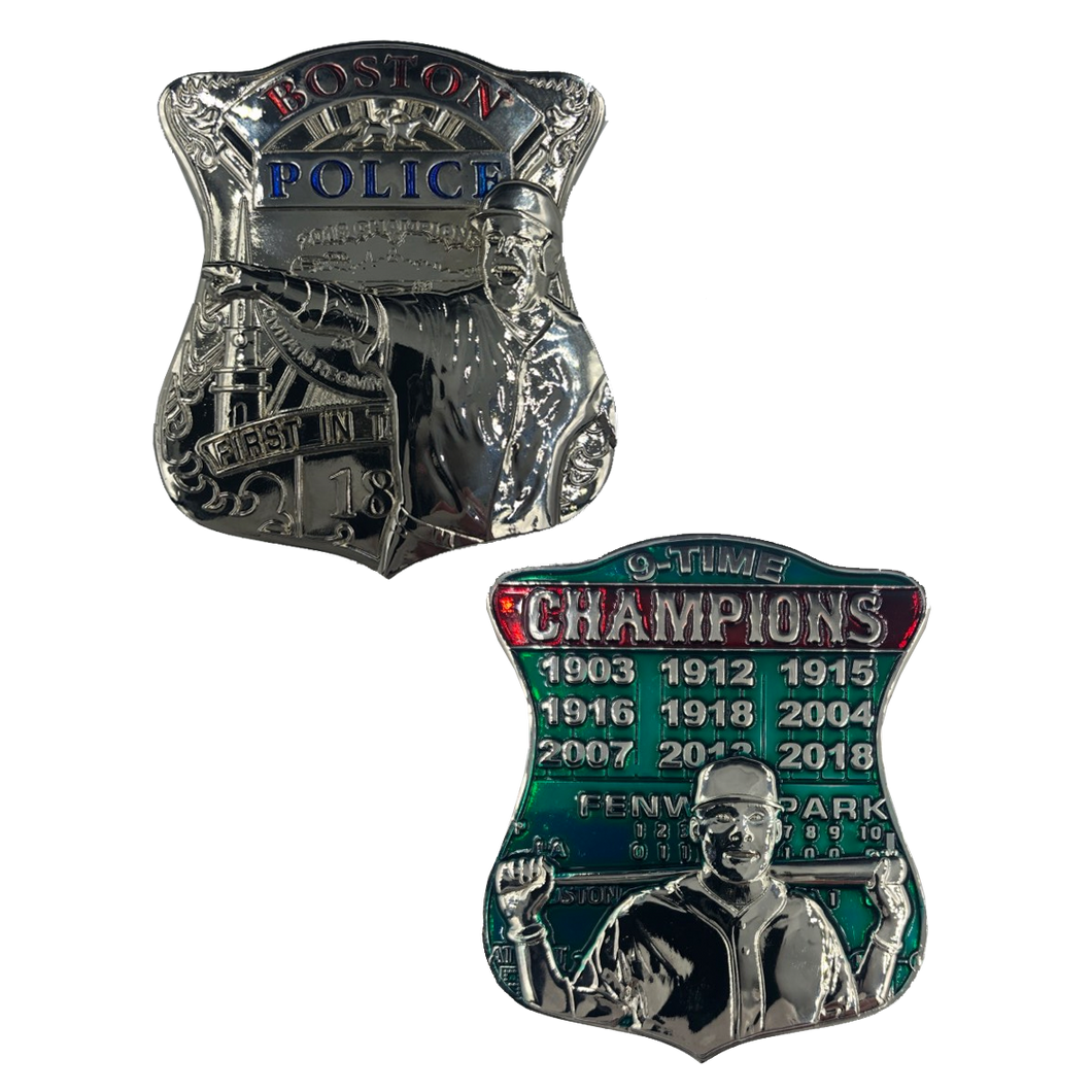 Boston Police Red Sox inspired 9 Time Champions Challenge Coin KK-007