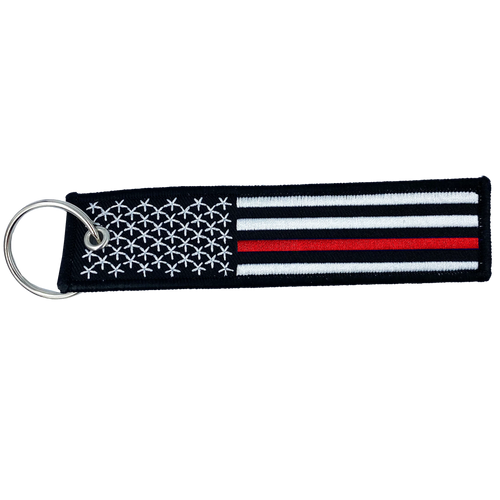 Thin Red Line Fire Fighter Fireman Firefighter Fire Department Flag First Responder Keychain or Luggage Tag or zipper pull CL-TT LKC-02 - www.ChallengeCoinCreations.com