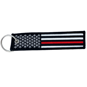 Thin Red Line Fire Fighter Fireman Firefighter Fire Department Flag First Responder Keychain or Luggage Tag or zipper pull CL-TT LKC-02 - www.ChallengeCoinCreations.com