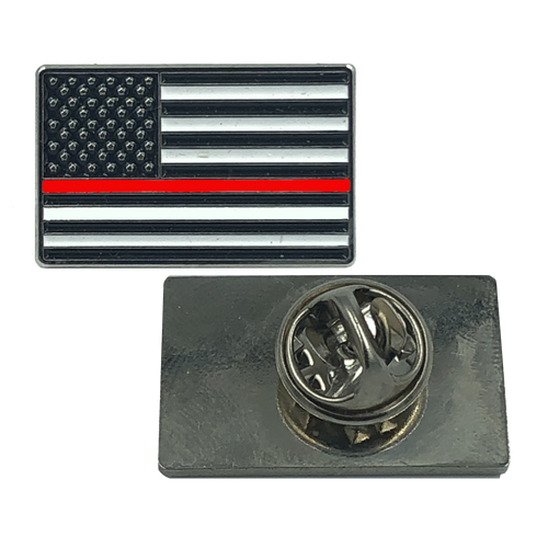 Thin RED Line Flag Pin: FIRE Fighter and FIRE Rescue P-084 - www.ChallengeCoinCreations.com