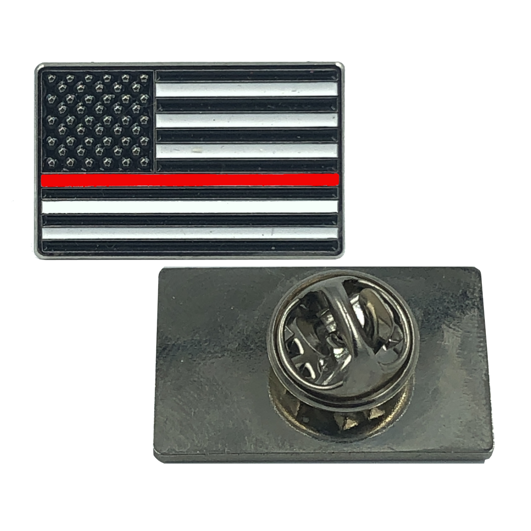 Thin RED Line Flag Pin: FIRE Fighter and FIRE Rescue P-084 - www.ChallengeCoinCreations.com