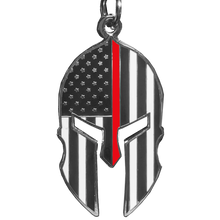 Load image into Gallery viewer, Gladiator Police Thin Red Line Flag Spartan Helmet Keychain Fire Fighter Fireman GHKB-1D KC-40