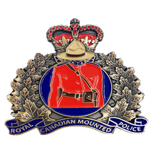 Load image into Gallery viewer, Royal Canadian Mounted Police Challenge Coin RCMP 2.5 inch Canada challenge coin with 18 red rhinestone crystals DL1-07 - www.ChallengeCoinCreations.com