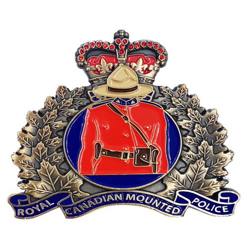Royal Canadian Mounted Police Challenge Coin RCMP 2.5 inch Canada challenge coin with 18 red rhinestone crystals DL1-07 - www.ChallengeCoinCreations.com