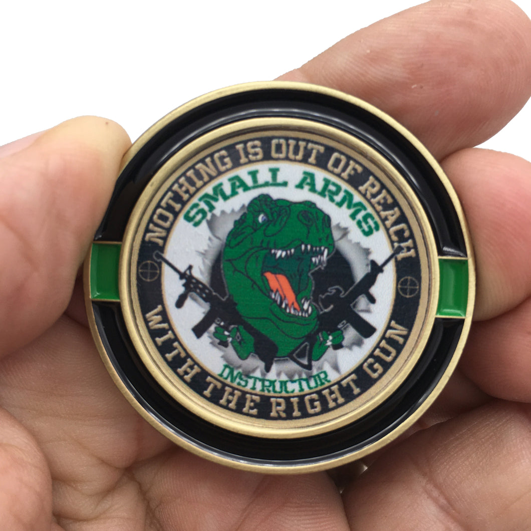 T Rex Small Arms Instructor Green Version 1.75' Challenge Coin