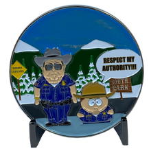Load image into Gallery viewer, Blue Variation Police Officer and Border Patrol South Park Parody Challenge Coin Police AMO CBP Deputy Sheriff BB-008 - www.ChallengeCoinCreations.com
