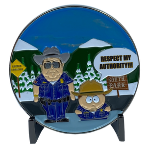 Blue Variation Police Officer and Border Patrol South Park Parody Challenge Coin Police AMO CBP Deputy Sheriff BB-008 - www.ChallengeCoinCreations.com