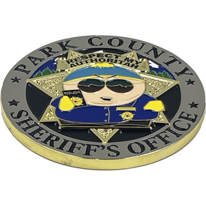 South Park Sheriff's Office POLICE Cartman Challenge Coin pull-out method COITUS INTURRUPTUS BL17-002 - www.ChallengeCoinCreations.com