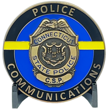 Load image into Gallery viewer, CSP Version 6 Spina Method Communications Challenge Coin inspired by Connecticut State Police CT Trooper Matthew Spina BL9-010 - www.ChallengeCoinCreations.com