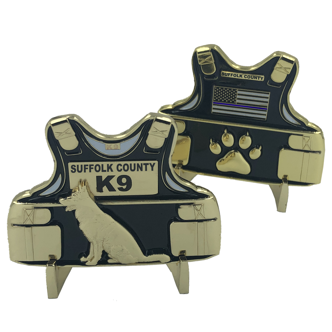 Suffolk County Police Department Long Island New York K9 Body Armor Challenge Coin Canine NY SCPD Sheriff's Office CL9-03 - www.ChallengeCoinCreations.com