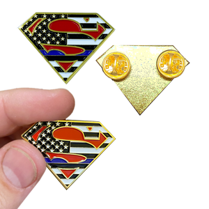 Pin: Superman Thin Blue Line Police Pin CC-014 - www.ChallengeCoinCreations.com