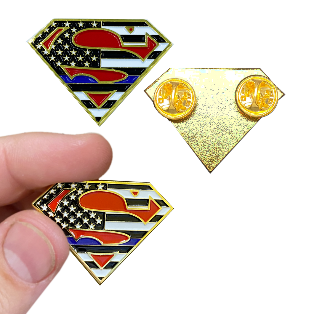 Pin: Superman Thin Blue Line Police Pin CC-014 - www.ChallengeCoinCreations.com
