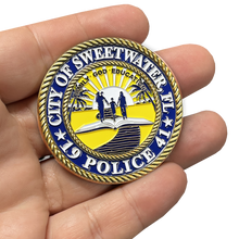 Load image into Gallery viewer, Sweetwater Police Department Miami Florida Challenge Coin Sweet Water EL8-02 - www.ChallengeCoinCreations.com