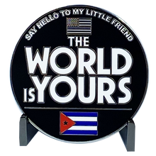 Load image into Gallery viewer, Scarface Money Power Respect Cuban Flag Thin Blue Line Al Pacino inspired Miami-Dade Police Challenge Coin DL5-05 - www.ChallengeCoinCreations.com