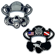 Load image into Gallery viewer, Scuba Flag Rescue Diver Skull Challenge Coin Military Police Coast Guard Navy US USA DL11-16 - www.ChallengeCoinCreations.com