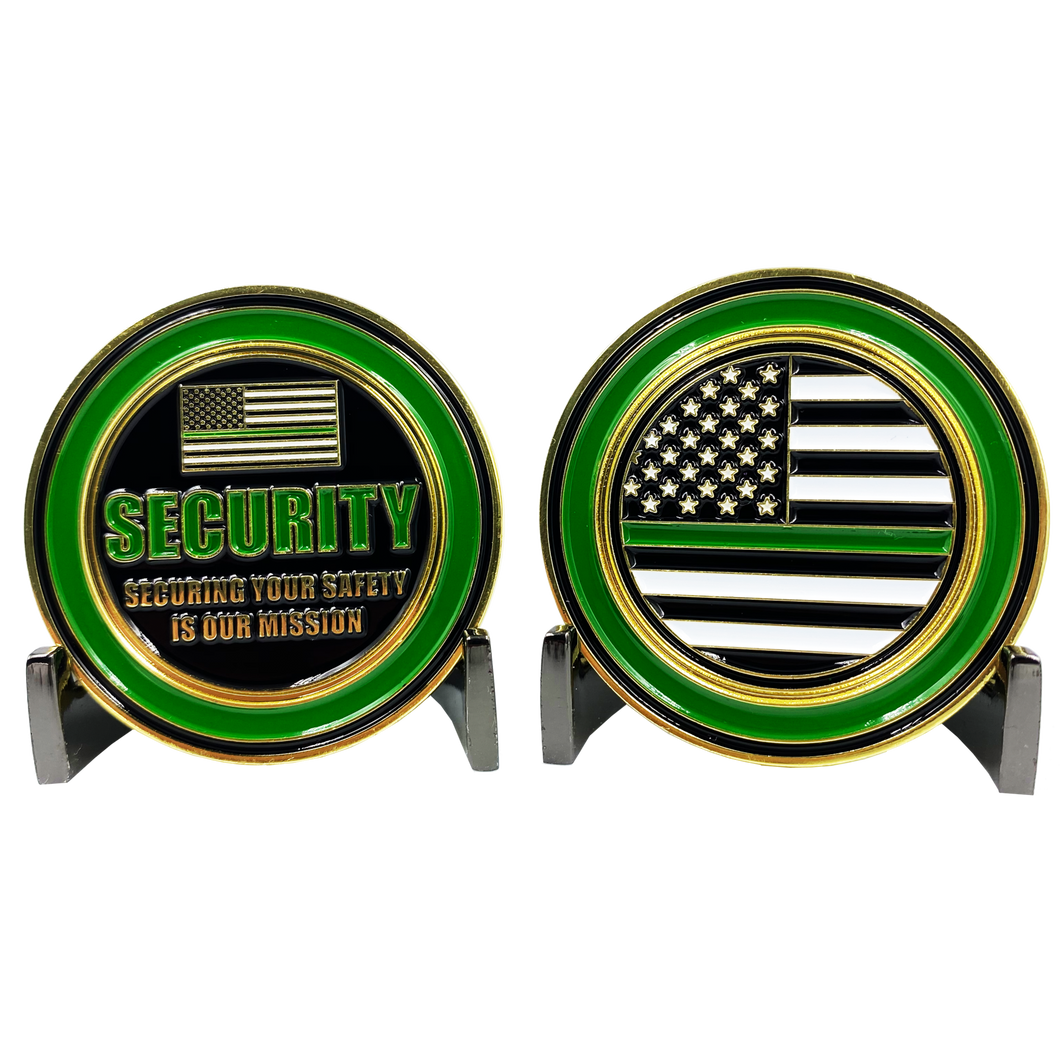 Thin Green Line Challenge Coin Security Enforcement Agent Officer Guard CL3-01 - www.ChallengeCoinCreations.com