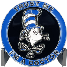 Load image into Gallery viewer, Dr Seuss Cancel Culture Back the Blue Cat in the Hat Challenge Coin Police NYPD LAPD CBP BL8-004 - www.ChallengeCoinCreations.com