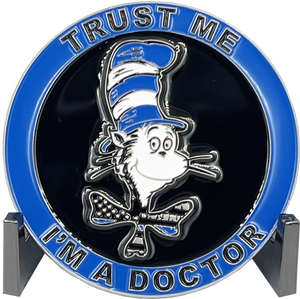 Dr Seuss Cancel Culture Back the Blue Cat in the Hat Challenge Coin Police NYPD LAPD CBP BL8-004 - www.ChallengeCoinCreations.com
