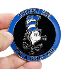 Load image into Gallery viewer, Dr Seuss Cancel Culture Back the Blue Cat in the Hat Challenge Coin Police NYPD LAPD CBP BL8-004 - www.ChallengeCoinCreations.com