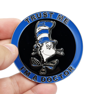 Dr Seuss Cancel Culture Back the Blue Cat in the Hat Challenge Coin Police NYPD LAPD CBP BL8-004 - www.ChallengeCoinCreations.com
