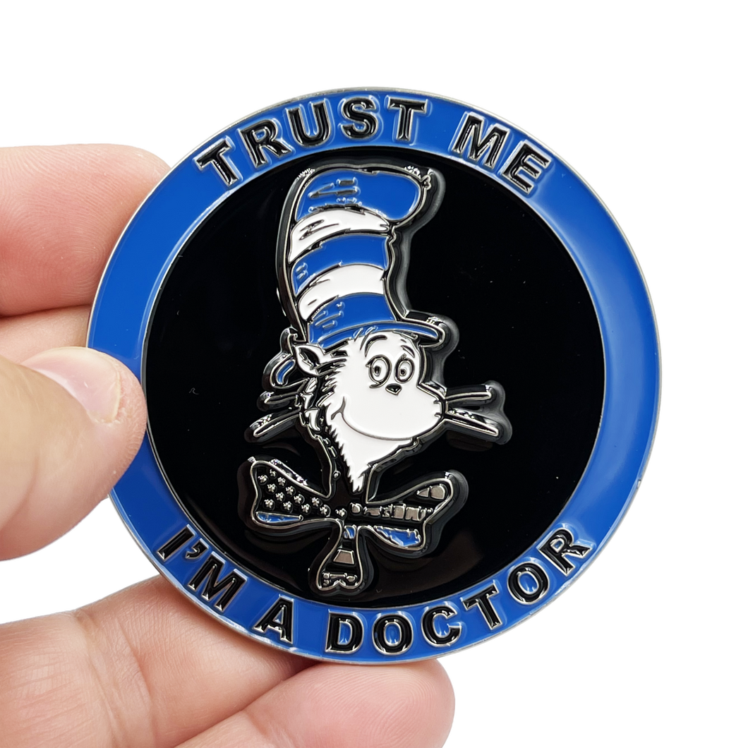 Dr Seuss Cancel Culture Back the Blue Cat in the Hat Challenge Coin Police NYPD LAPD CBP BL8-004 - www.ChallengeCoinCreations.com