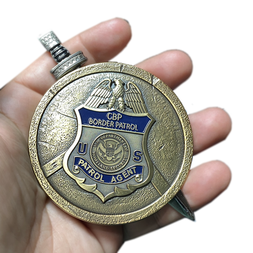 Border Patrol Agent CBP Honor First Shield with removable Sword Challenge Coin Set BPA CL14-08 - www.ChallengeCoinCreations.com
