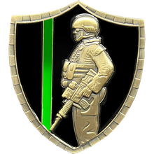 Load image into Gallery viewer, Border Patrol Agent Saint Michael Gladiator Shield Thin Green Line Flag Challenge Coin Army Military Veteran GL5-003