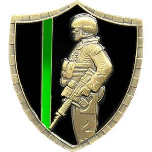 Border Patrol Agent Saint Michael Gladiator Shield Thin Green Line Flag Challenge Coin Army Military Veteran GL5-003