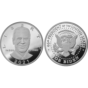 President Joe Biden Sterling Silver plated 2021 LIBERTY Challenge Coin 46th President of The United States BL13-005 - www.ChallengeCoinCreations.com