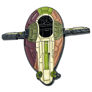 Slave I Pursuit Craft 1 one Bounty Hunter Spaceship Lapel pin BL16-010 - www.ChallengeCoinCreations.com