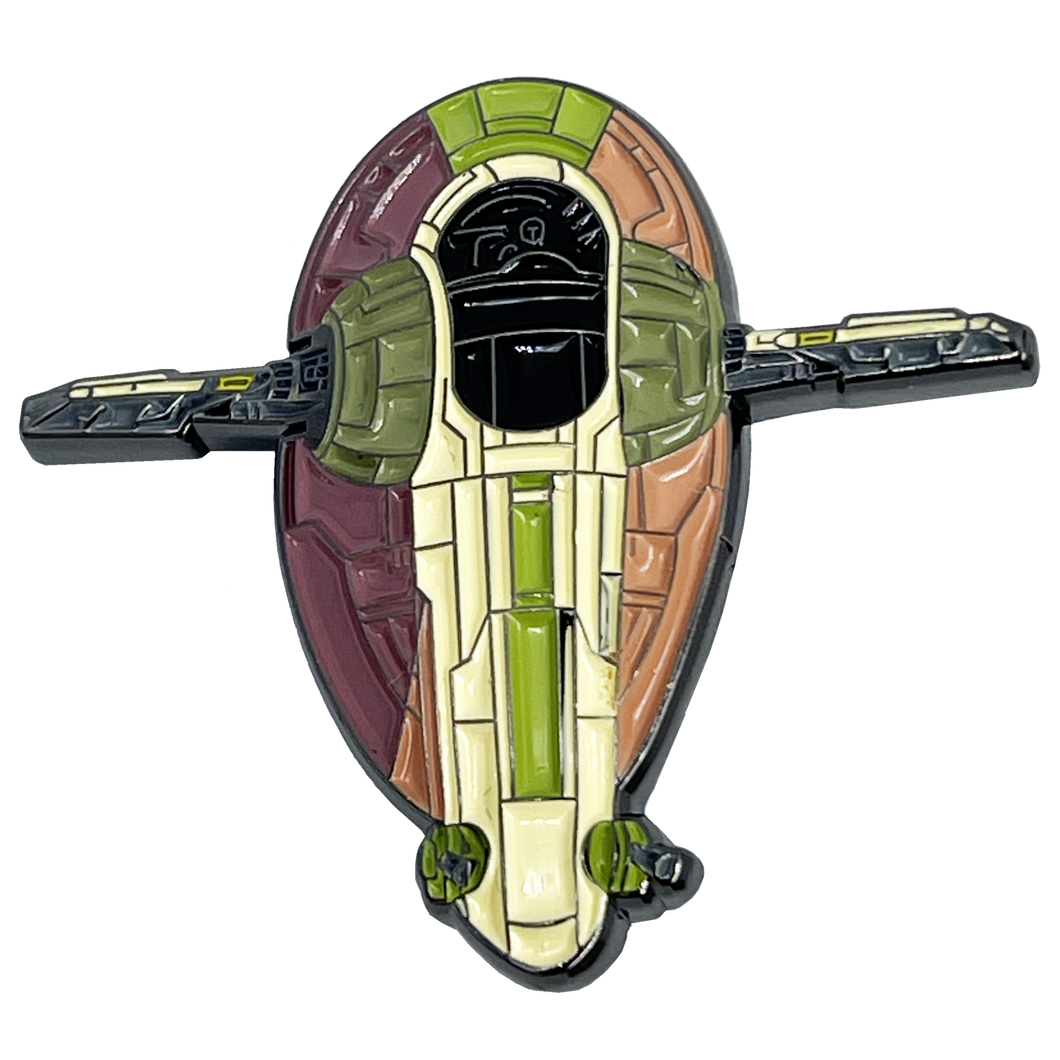 Slave I Pursuit Craft 1 one Bounty Hunter Spaceship Lapel pin BL16-010 - www.ChallengeCoinCreations.com