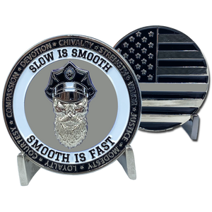 Thin Gray Line Challenge Coin Slow is Smooth, Smooth is fast Beard Gang Skull Correctional Officer CO Corrections CL7-16 - www.ChallengeCoinCreations.com