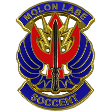 Load image into Gallery viewer, MOLON LABE SOCCENT Pin with dual pin posts Army Navy Air Force Marines Special Operations Command Central SOCum DL2-12 - www.ChallengeCoinCreations.com