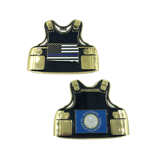 South Dakota LEO Thin Blue Line Police Body Armor State Flag Challenge Coins B-007 - www.ChallengeCoinCreations.com