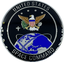 Load image into Gallery viewer, Space Force Space Command USAF Large 2.5 inch full size uniform campaign device (pin) with 3 posts and deluxe locking clasps Air Force CL12-02 - www.ChallengeCoinCreations.com