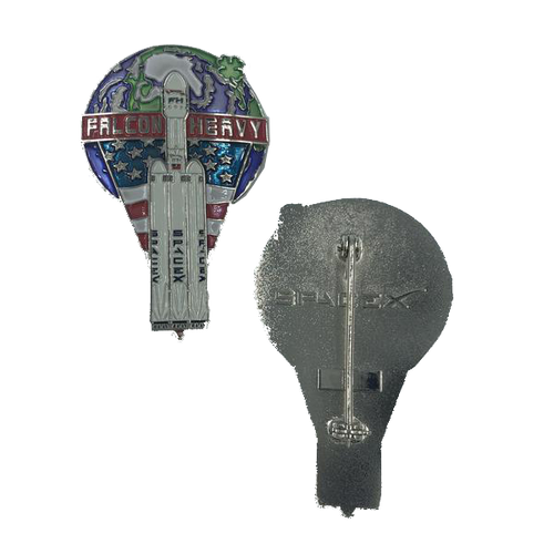 SpaceX Falcon Heavy Large Badge (pin) Space X KK-004 - www.ChallengeCoinCreations.com