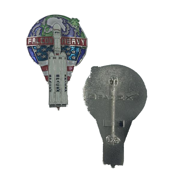 SpaceX Falcon Heavy Large Badge (pin) Space X KK-004 - www.ChallengeCoinCreations.com
