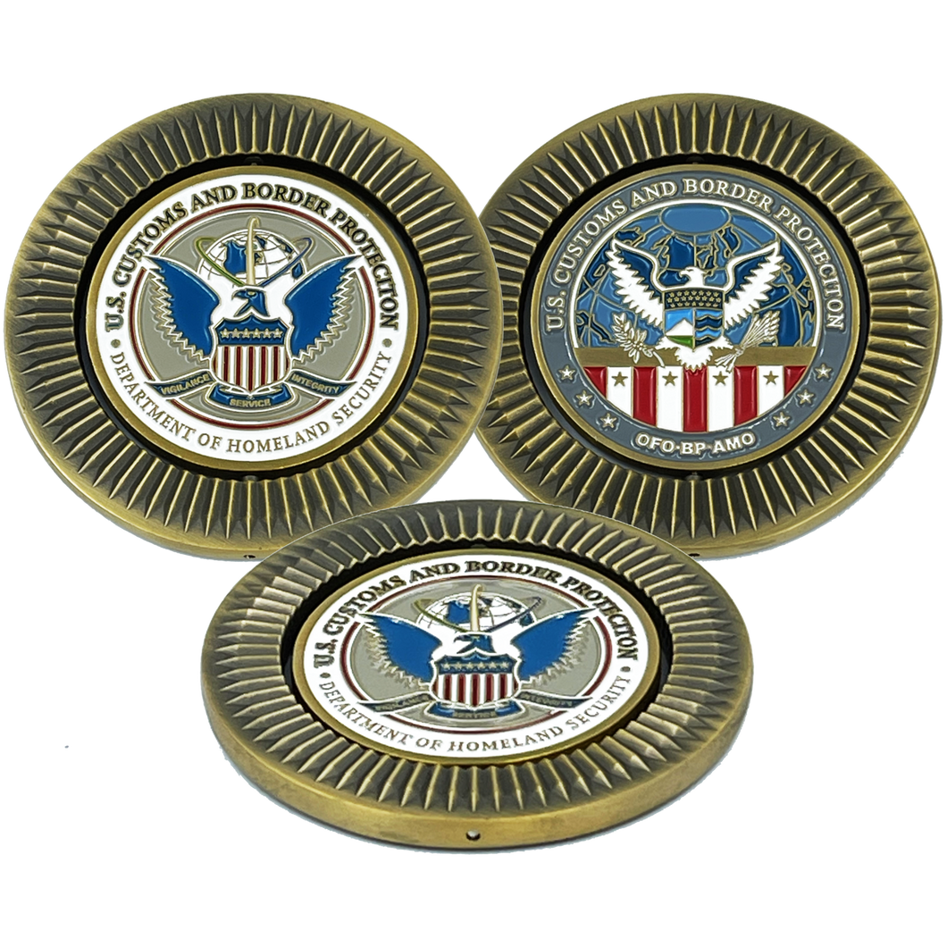 CBP Border Patrol Field Operations Air and Marine AMO BP Agent cbpo Spinner Challenge Coin BL13-003 - www.ChallengeCoinCreations.com