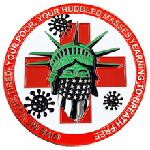 Load image into Gallery viewer, Statue of Liberty Thin Gray Line Correctional Officer Biohazard Pandemic Challenge Coin CO Corrections SERT RRT GL1-010 - www.ChallengeCoinCreations.com