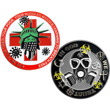 Load image into Gallery viewer, Statue of Liberty Thin Gray Line Correctional Officer Biohazard Pandemic Challenge Coin CO Corrections SERT RRT GL1-010 - www.ChallengeCoinCreations.com
