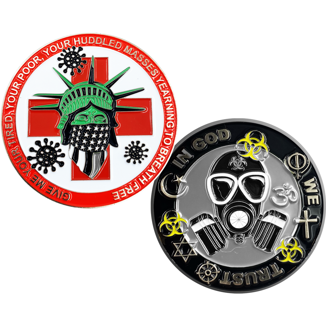 Statue of Liberty Thin Gray Line Correctional Officer Biohazard Pandemic Challenge Coin CO Corrections SERT RRT GL1-010 - www.ChallengeCoinCreations.com