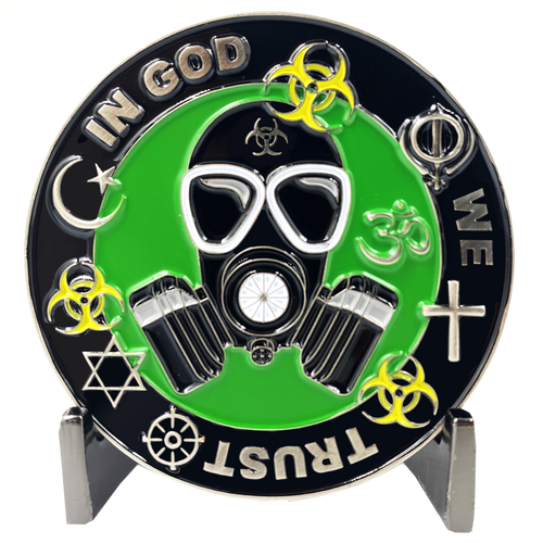 Statue of Liberty Thin Green Line Police Task Force Biohazard Pandemic Challenge Coin Border patrol Army Marines Deputy Sheriff CL6-16 - www.ChallengeCoinCreations.com