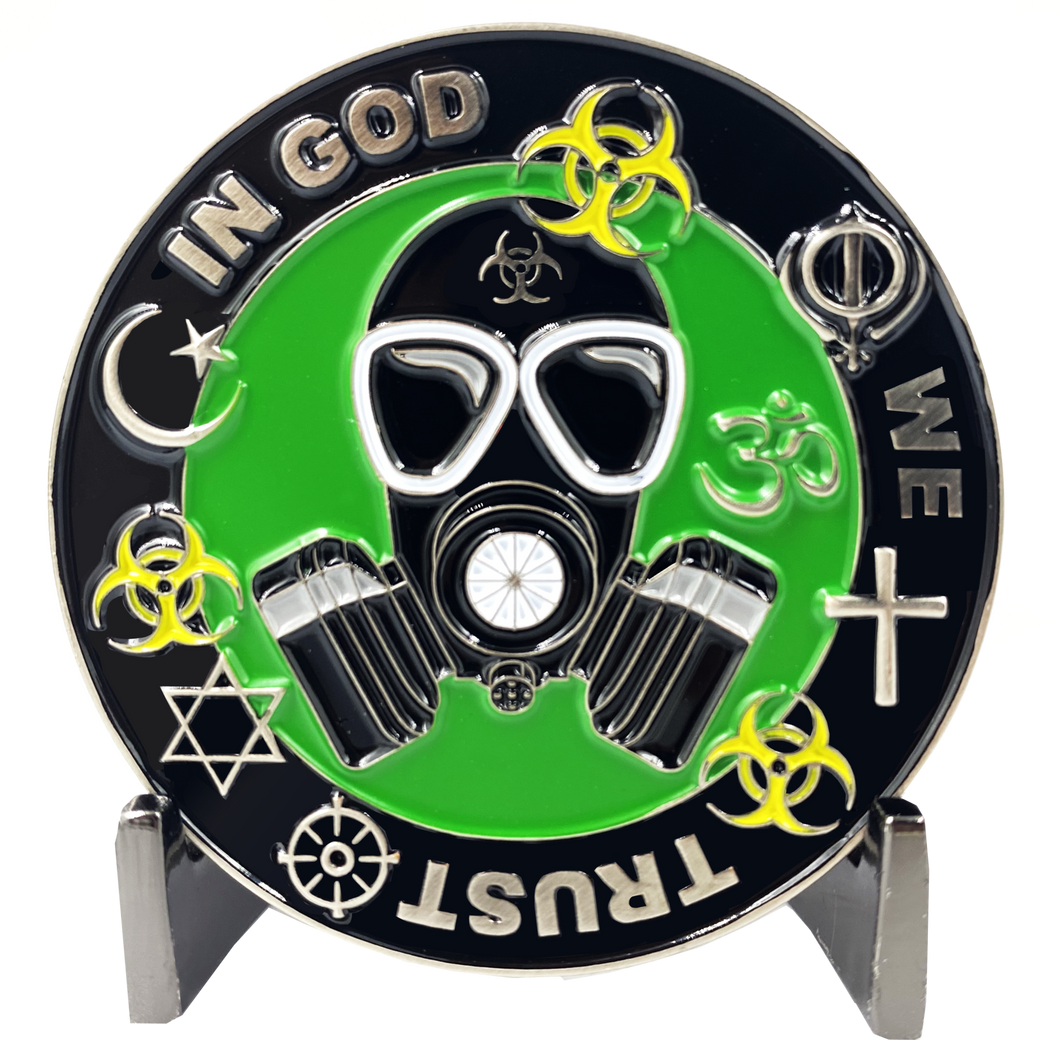 Statue of Liberty Thin Green Line Police Task Force Biohazard Pandemic Challenge Coin Border patrol Army Marines Deputy Sheriff CL6-16 - www.ChallengeCoinCreations.com