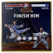 Load image into Gallery viewer, Donald J. Trump vs Joe Biden Street Fighter Karate Kid MAGA 2020 Challenge Coin Sweep the Leg No Mercy DL5-01 - www.ChallengeCoinCreations.com